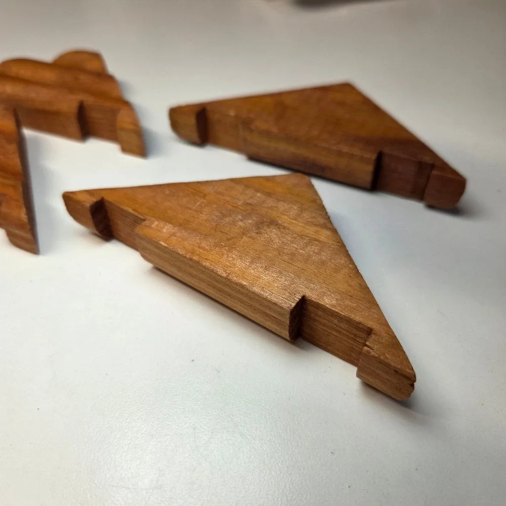 Lincoln Logs Wood Roof Support Gables Replacement Parts Set of 4 Brown